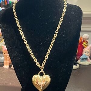 Gold Tone Heart Pendant Necklace